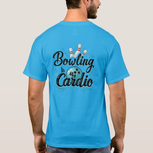 Retro Neon "Bowling Is My Cardio" Funny Bowling T-Shirt (Rückseite)