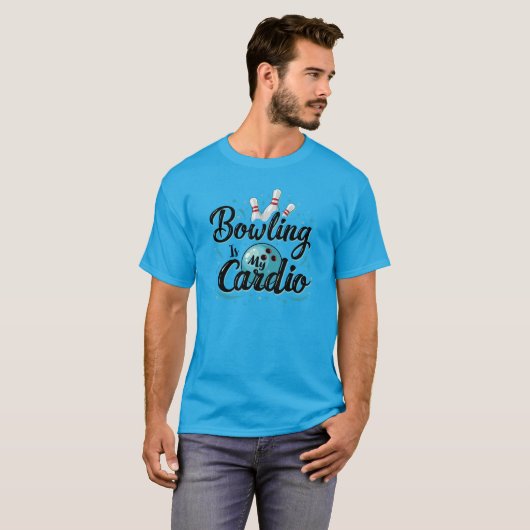 Retro Neon "Bowling Is My Cardio" Funny Bowling T-Shirt (Vorne ganz)