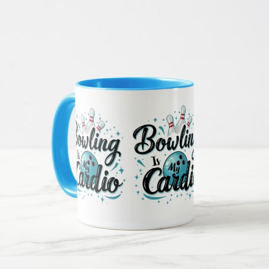 Retro Neon "Bowling Is My Cardio" Funny Bowling Tasse (Vorderseite Links)