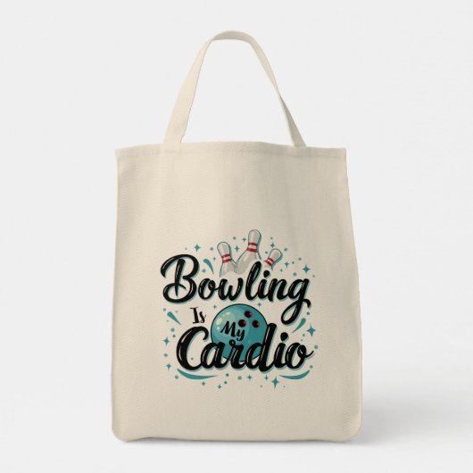 Retro Neon "Bowling Is My Cardio" Funny Bowling Tragetasche (Rückseite)