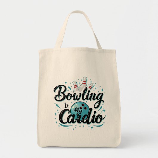 Retro Neon "Bowling Is My Cardio" Funny Bowling Tragetasche (Vorne)