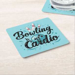Retro Neon "Bowling ist mein Cardio" Lustiges Bow Rechteckiger Pappuntersetzer