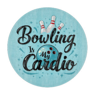 Retro-Neon-"Bowling ist mein Cardio"-Lustiges-Bowl Schneidebrett