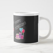 Retro Neon Bubble Text Happy Birthday  Jumbo-Tasse (Rechts)