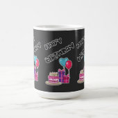 Retro Neon Bubble Text Happy Birthday  Kaffeetasse (Mittel)