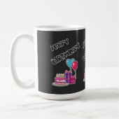 Retro Neon Bubble Text Happy Birthday  Kaffeetasse (Links)