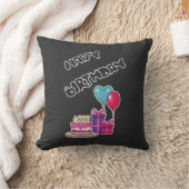 Retro Neon Bubble Text Happy Birthday  Kissen (Decke)