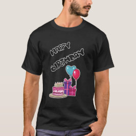 Retro Neon Bubble Text Happy Birthday  T-Shirt