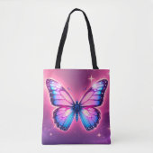 Retro Neon Butterfly Tasche (Vorderseite)