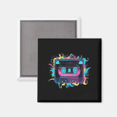 Retro Neon Cassette Tape mit lebhaftem Splash Magnet (Vorderseite/Rückseite)