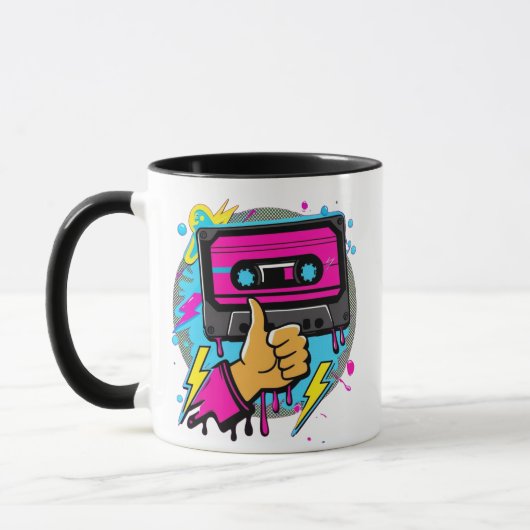 Retro Neon Cassette Vibes Tasse (Links)