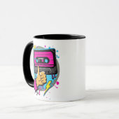 Retro Neon Cassette Vibes Tasse (Vorderseite Links)