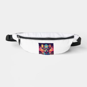 Retro-Neon-Chihuahua � Lebendige Synthwave-Hundeku Bauchtasche