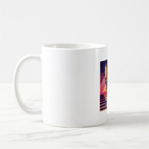 Retro-Neon-Chihuahua � Lebendige Synthwave-Hundeku Kaffeetasse