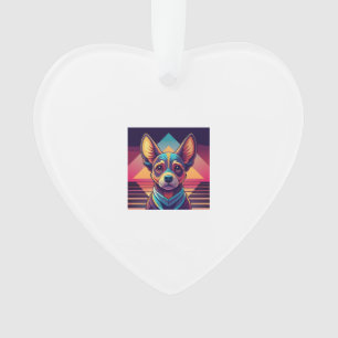 Retro-Neon-Chihuahua � Lebendige Synthwave-Hundeku Ornament
