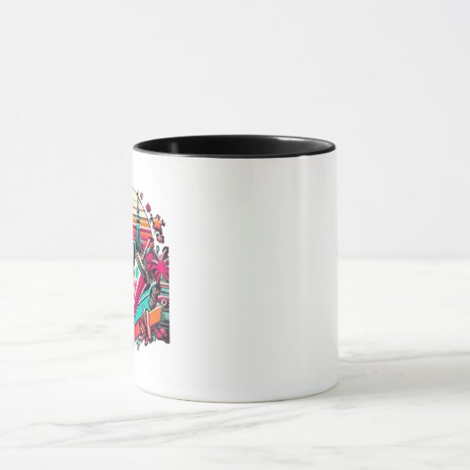 Retro Neon Cityscape mit Fast Food Vibes Tasse (Zentrum)