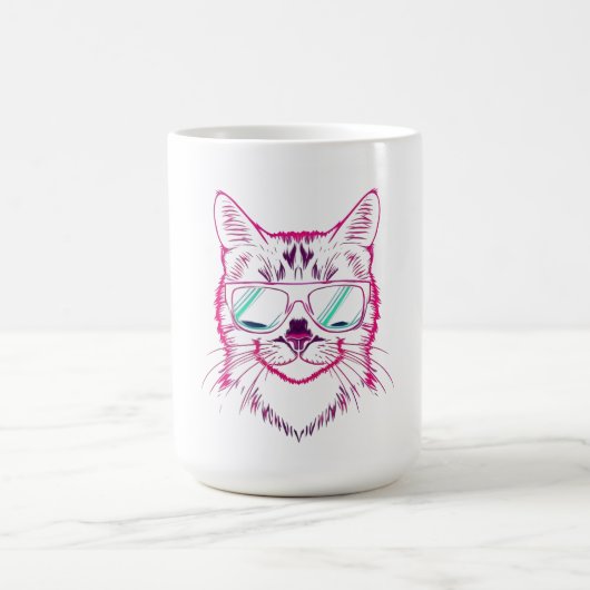 Retro-Neon-Cyberkatze mit Sonnenbrille Kaffeetasse (Mittel)