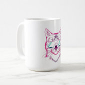 Retro-Neon-Cyberkatze mit Sonnenbrille Kaffeetasse (Vorderseite Links)