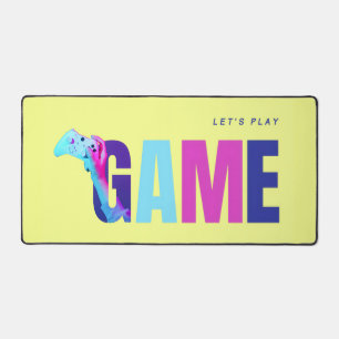 Retro-Neon-Cyberpunk-Vaporwave-Gamer-Gelb-Schreibt Schreibtischunterlage