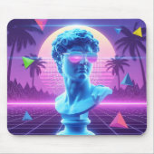 Retro Neon David Statue Surrealer Palmenbaum Mousepad (Vorne)