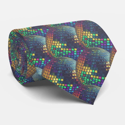 Retro-Neon-Disco-Geoden-Krawatte Krawatte (Gerollt)