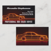 Retro Neon Driving Lyft Uber Driver Rideshare Visitenkarte (Vorne/Hinten)