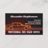 Retro Neon Driving Lyft Uber Driver Rideshare Visitenkarte (Vorderseite)