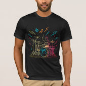 Retro Neon Drummer T-Shirt (Vorderseite)