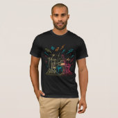 Retro Neon Drummer T-Shirt (Vorne ganz)