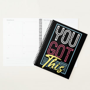 Retro-Neon-"Du Schaffst Das"-Motiv-Typografie Planer
