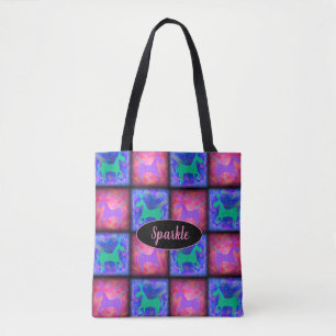 Retro Neon Einicorn Karo Blue Pink Style Tasche