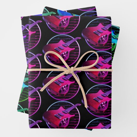 Retro Neon Electric Gitarren Geschenkpapier Set (Beispiel)