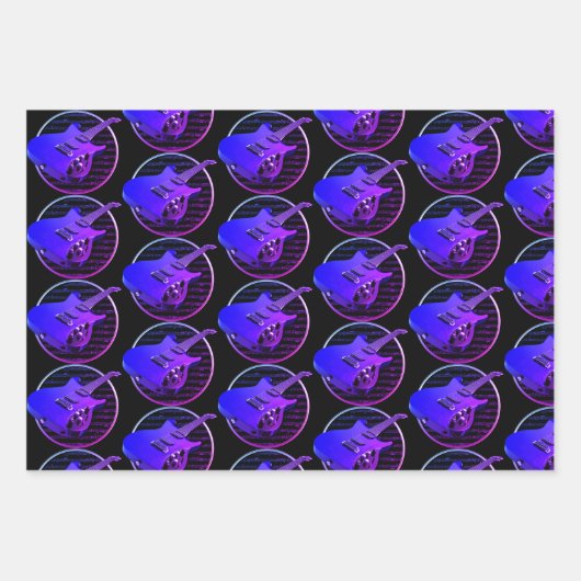 Retro Neon Electric Gitarren Geschenkpapier Set (Vorderseite 3)