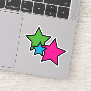 Retro-Neon-Farbige Sterne Whimsical Aufkleber