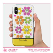 Retro Neon Floral Blume Power Mit Monogramm Case-Mate iPhone Hülle