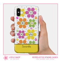Retro Neon Floral Blume Power Mit Monogramm