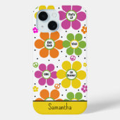 Retro Neon Floral Blume Power Mit Monogramm Case-Mate iPhone Hülle (Rückseite)