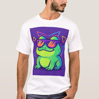 Retro Neon Frog Meme T - Shirt