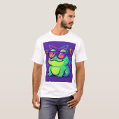 Retro Neon Frog Meme T - Shirt (Vorne ganz)