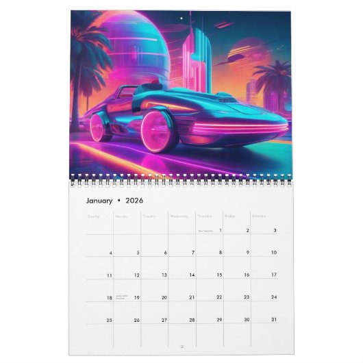 Retro Neon Future 2024 Kalender (Jan 2026)