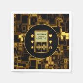 Retro Neon Gaming Boy Gamer Kindergeburtstag Party Serviette (Vorderseite)