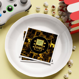 Retro Neon Gaming Boy Gamer Kindergeburtstag Party Serviette