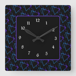 Retro Neon Geometric Muster 2 Quadratische Wanduhr
