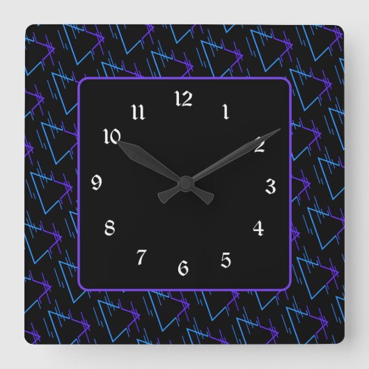 Retro Neon Geometric Muster 2 Quadratische Wanduhr (Vorderseite)