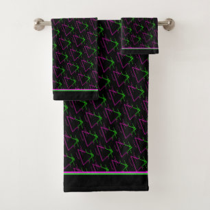 Retro Neon Geometric Muster Badhandtuch Set