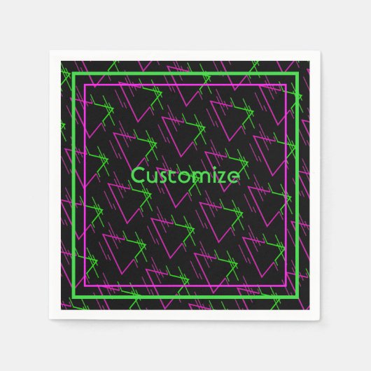 Retro Neon Geometric Muster Serviette (Vorderseite)