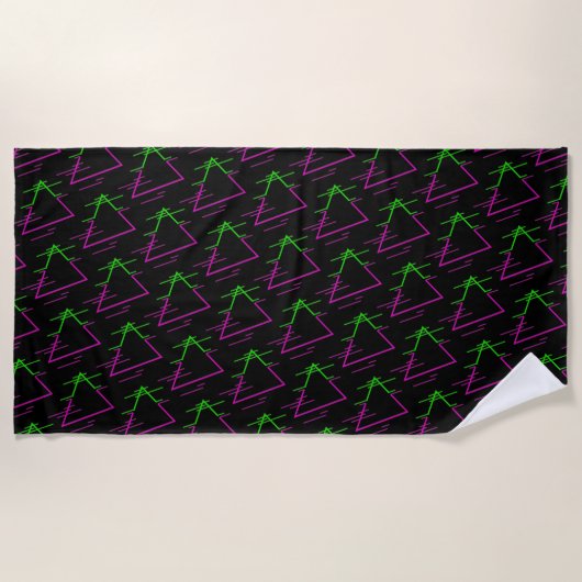 Retro Neon Geometric Muster Strandtuch (Vorderseite)