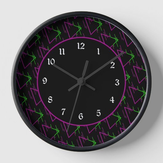 Retro Neon Geometric Muster Uhr (Vorderseite)
