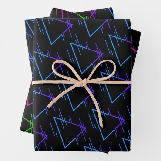 Retro Neon Geometric Pattern Collection Geschenkpapier Set (Beispiel)