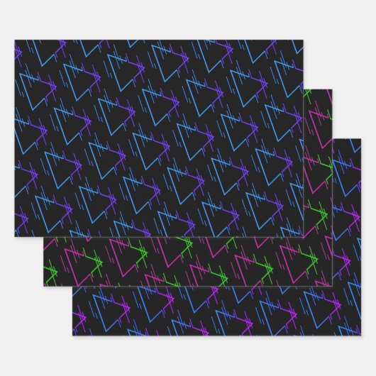 Retro Neon Geometric Pattern Collection Geschenkpapier Set (Set)